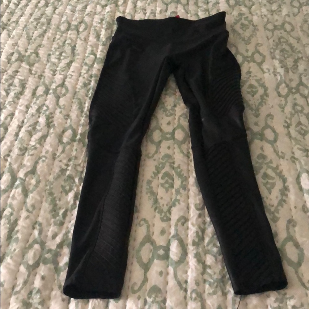 Spanx leather tights, size med
